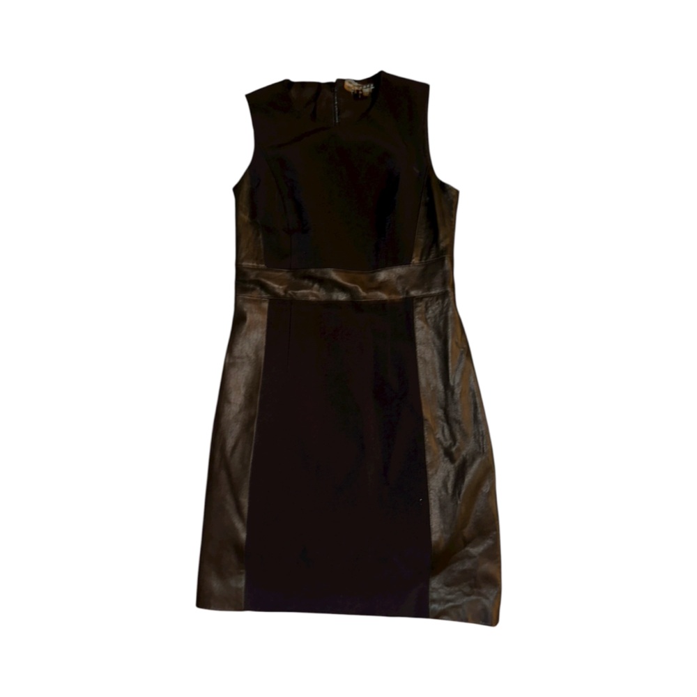 Theory Black leather panels Sleeveless Dress